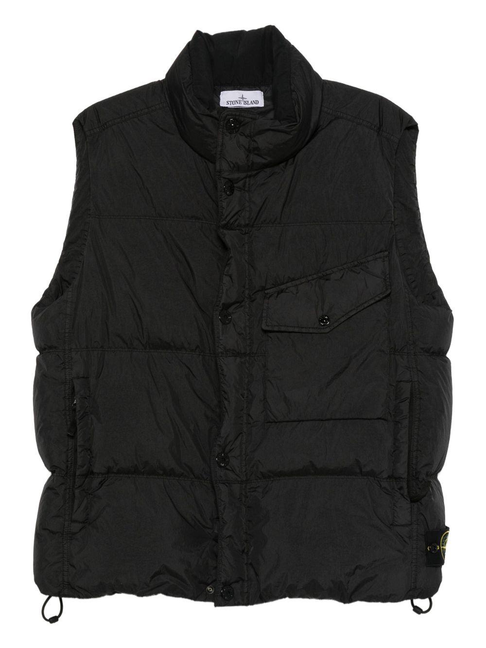 Gilet in piuma nero con tasche 