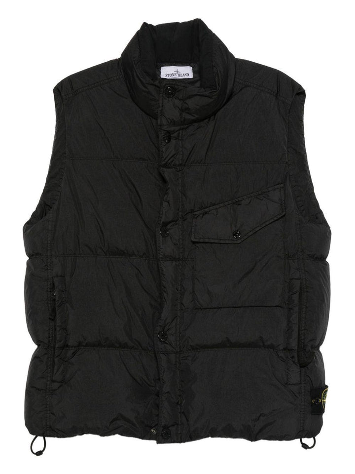 Gilet in piuma nero con tasche 