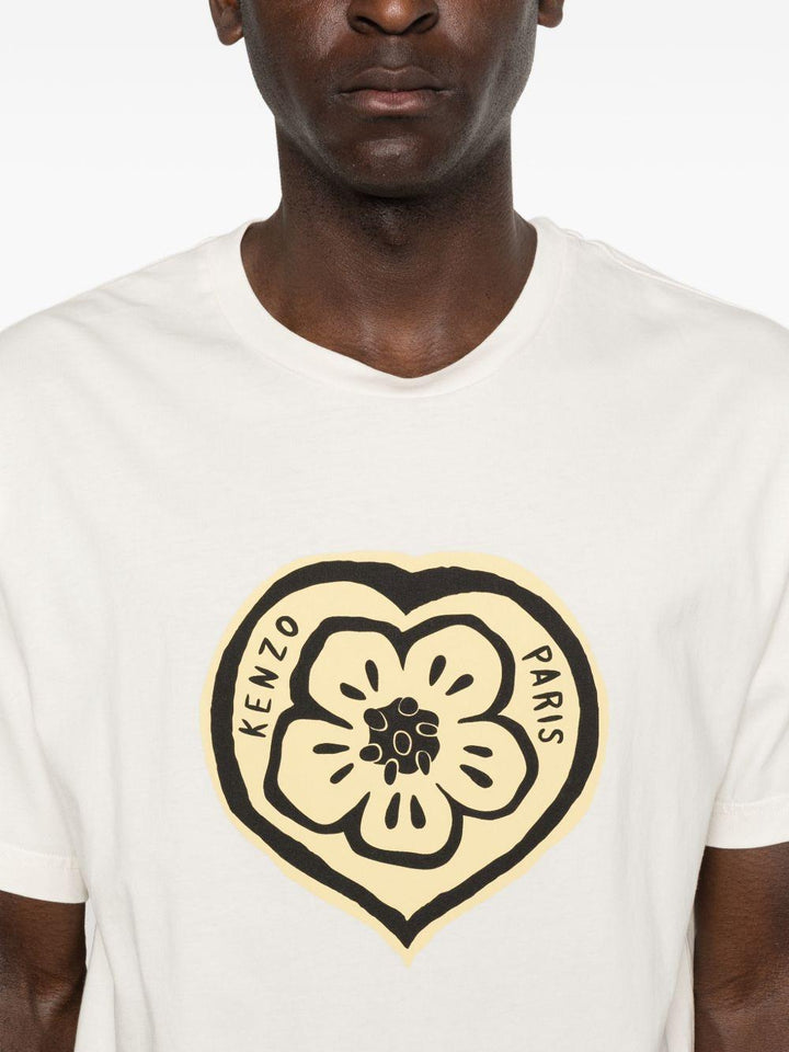 T-shirt con grafica ecrù 