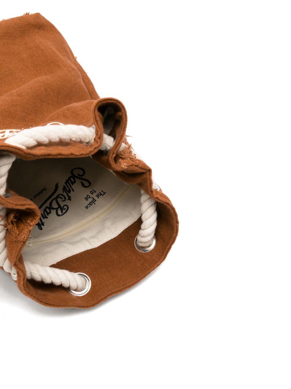 Zaino con logo ricamato e dettagli sfrangiati terracotta 