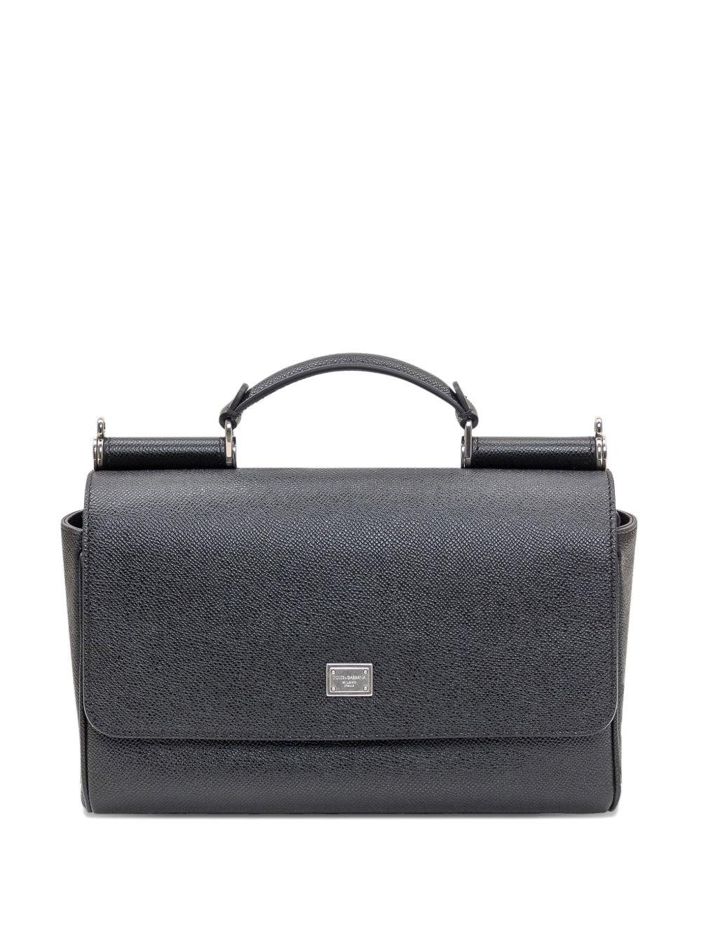 Borsa tote nera in pelle con tracolla 