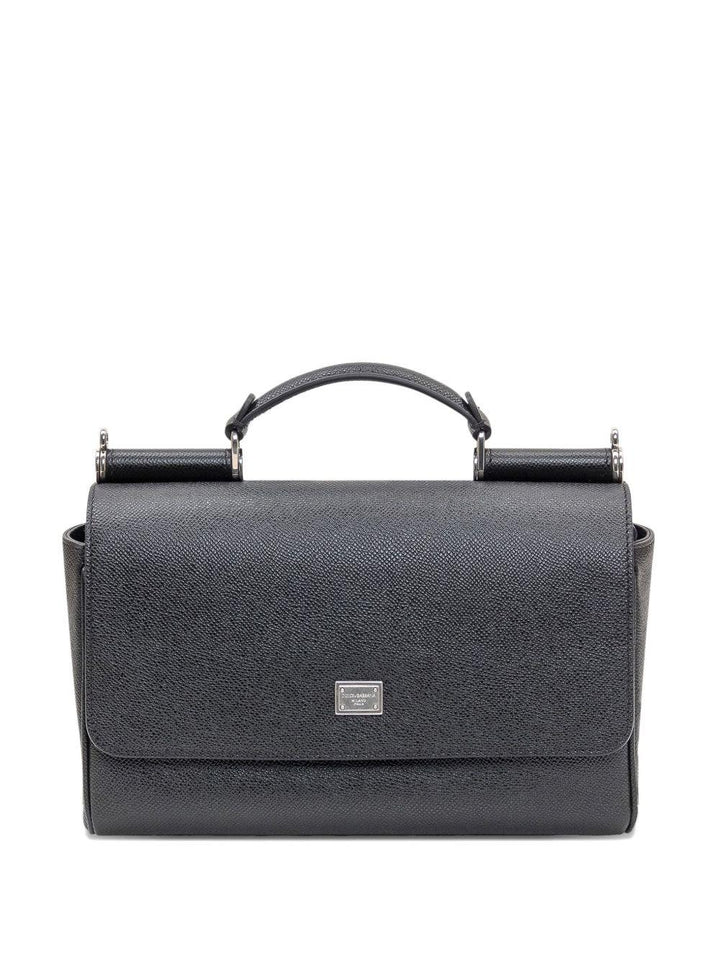 Borsa tote nera in pelle con tracolla 