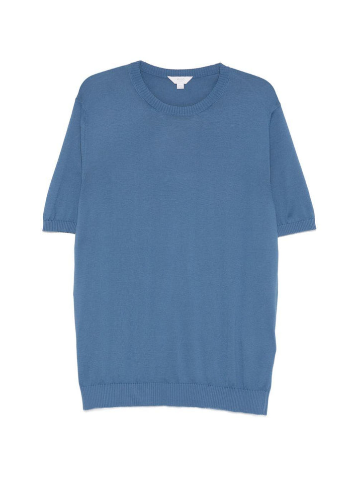 T-shirt girocollo in maglia ocean blue 