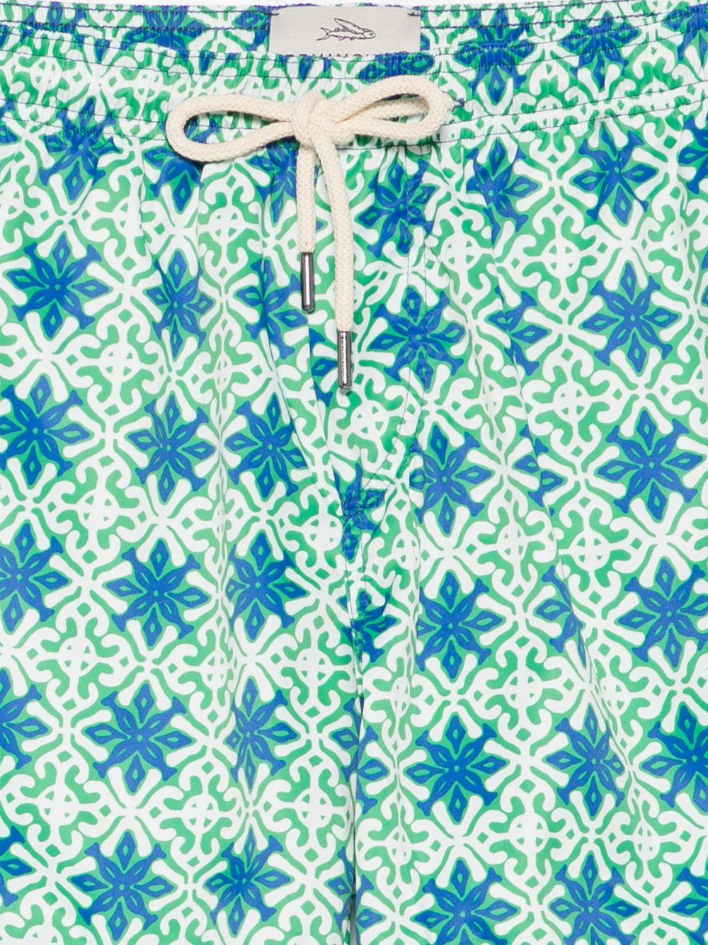 Costume da bagno con stampa geometrica verde 