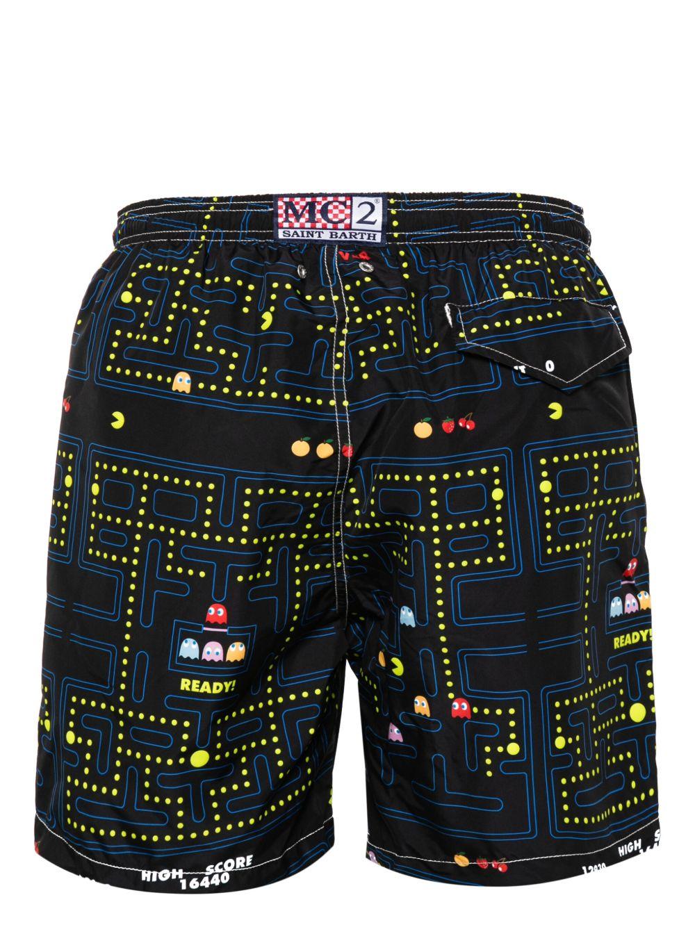 Costume da bagno nero con stampa all-over 