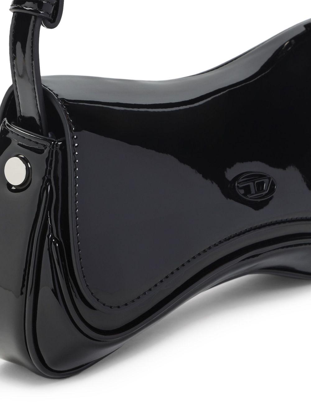 Borsa a spalla con placca logo 