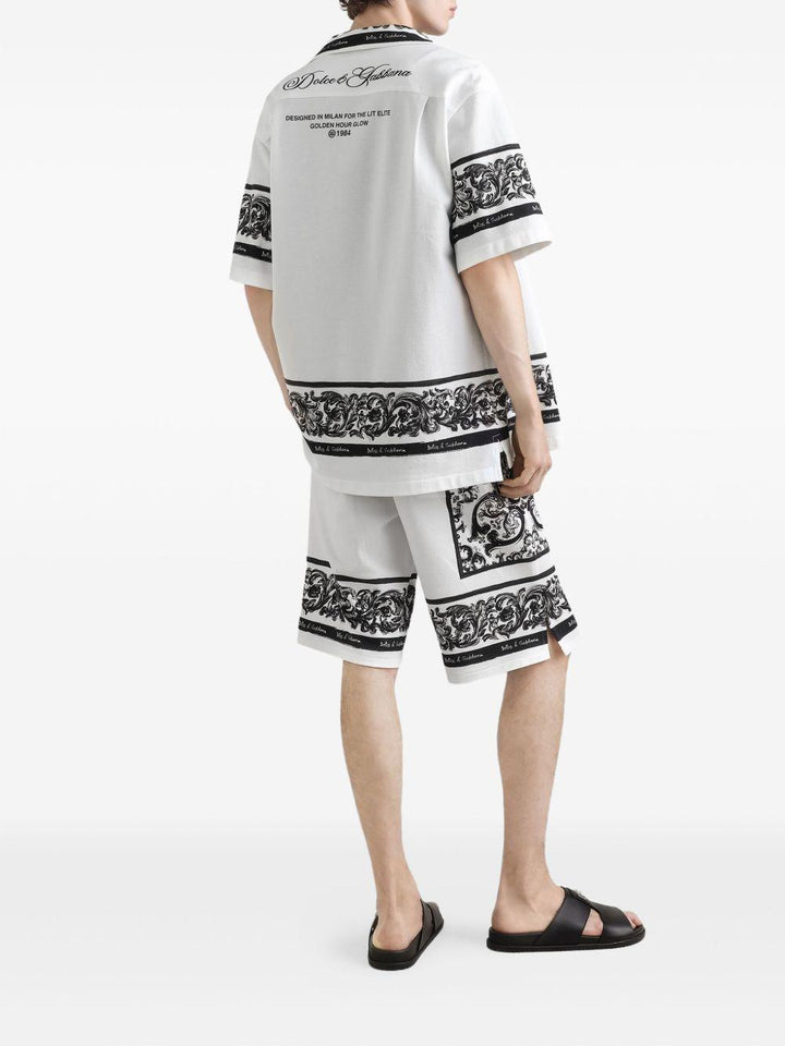 Camicia bianca in cotone con logo 