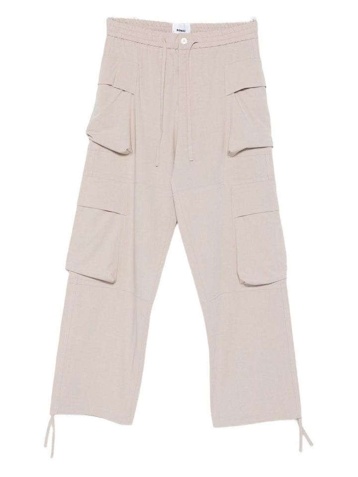 Pantaloni cargo beige con coulisse