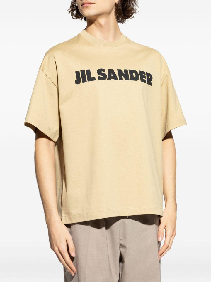 T-shirt beige con logo 
