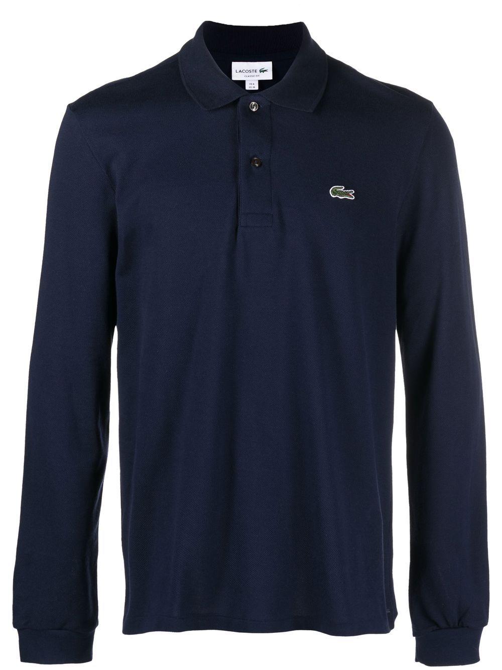 Polo blu navy con maniche lunghe 