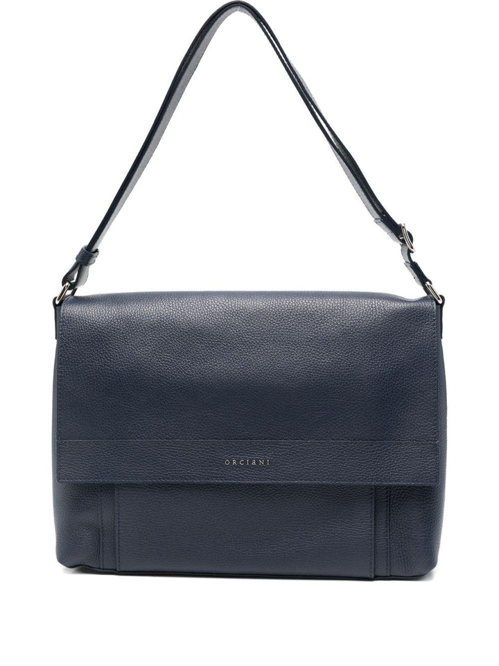 Borsa messenger in pelle blu
