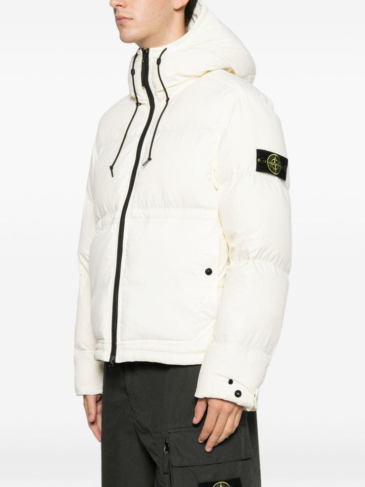 Piumino bianco con cappuccio e zip
