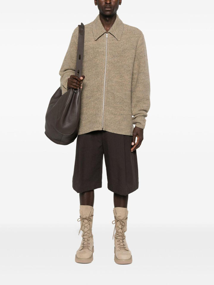 Giacca beige in lana con zip 