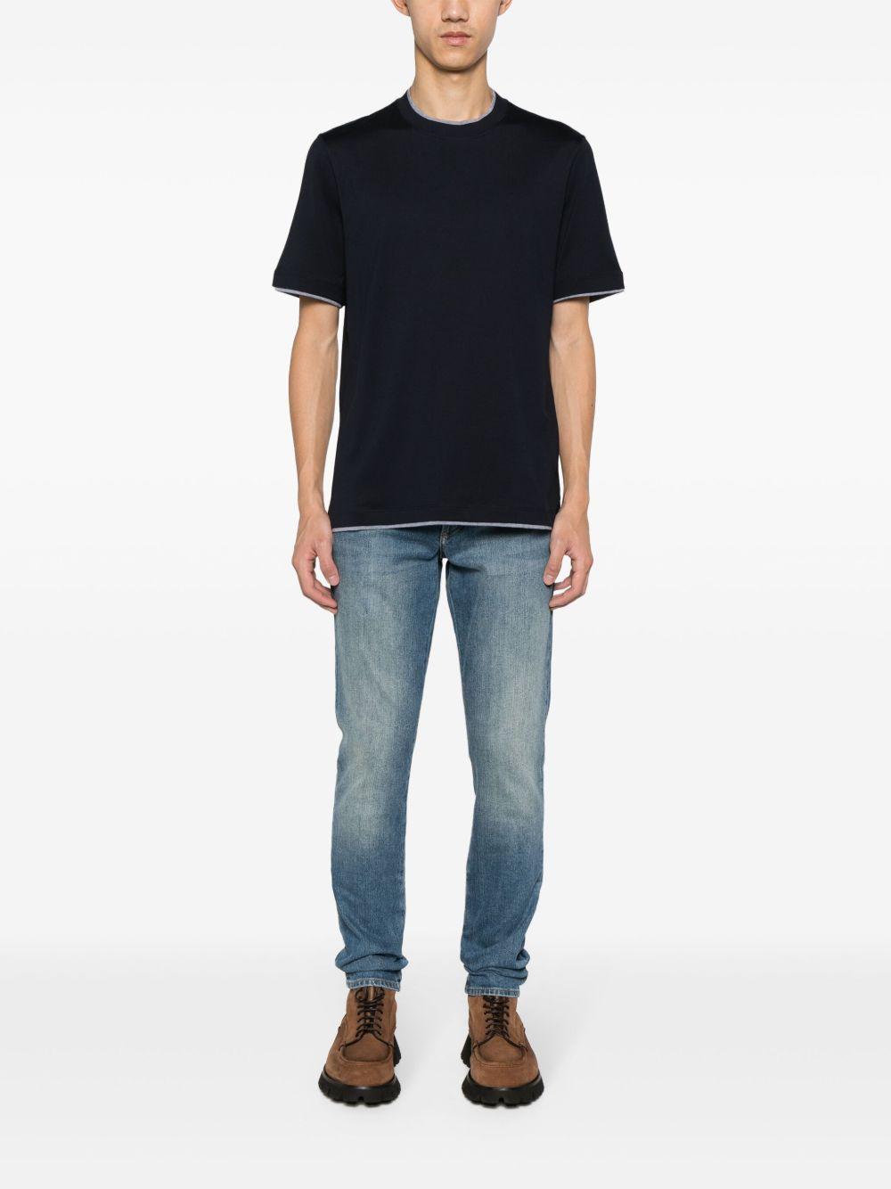 T-shirt con effetto a strati blu navy 