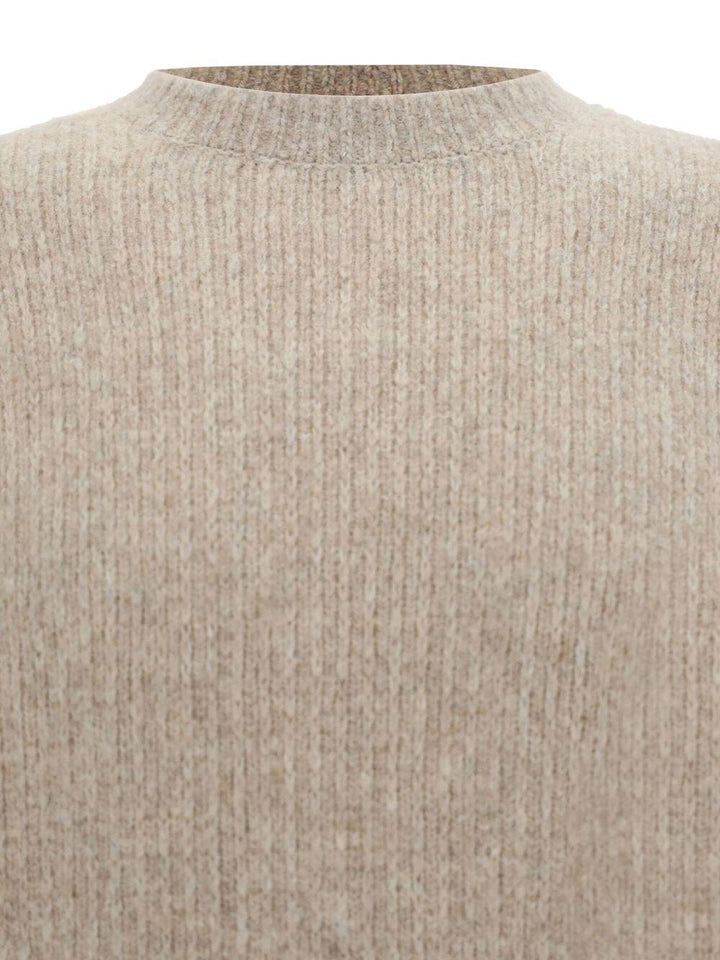 Maglione a coste in alpaca beige