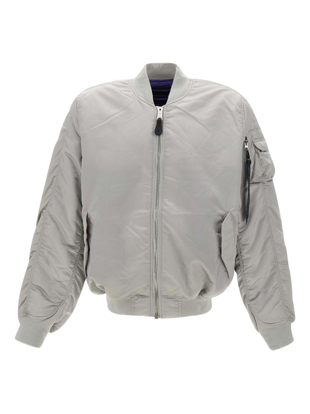 Bomber grigio con zip 