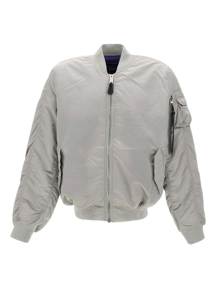 Bomber grigio con zip 