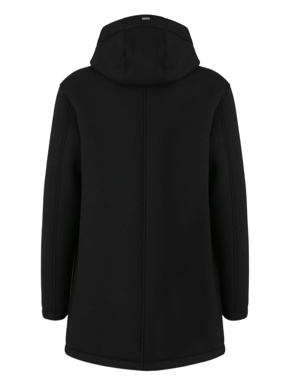 Giacca blu scuro con cappuccio e zip frontale 