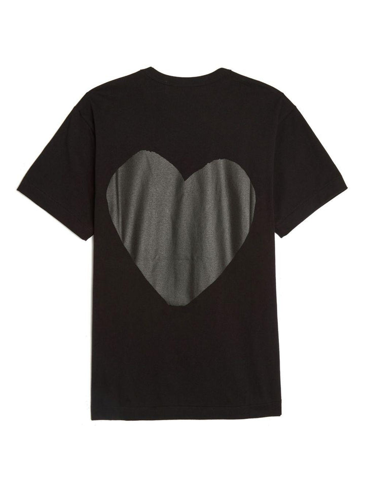 T-shirt nera con stampa cuore fronte e retro 