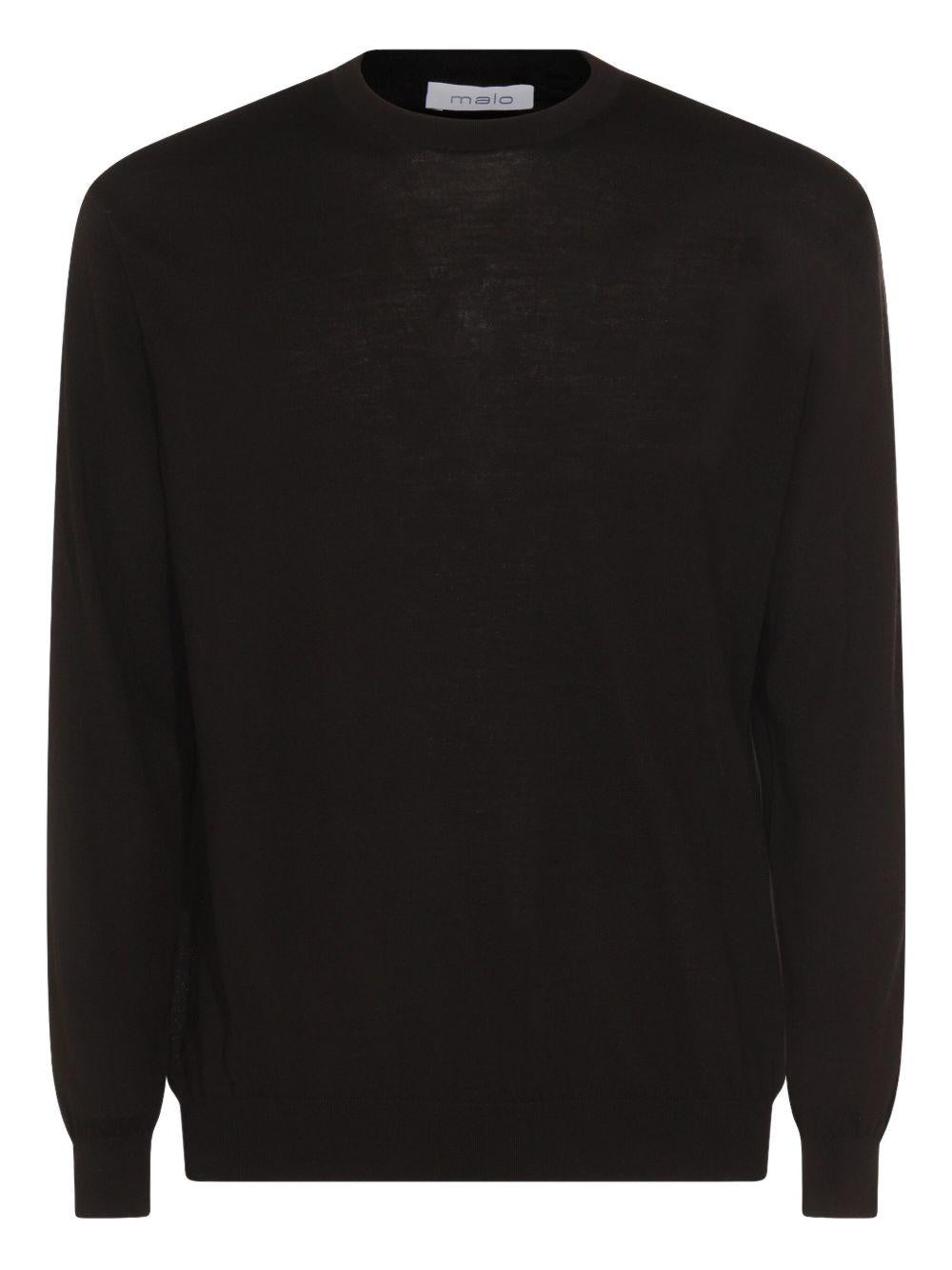 Maglione girocollo nero in lana 