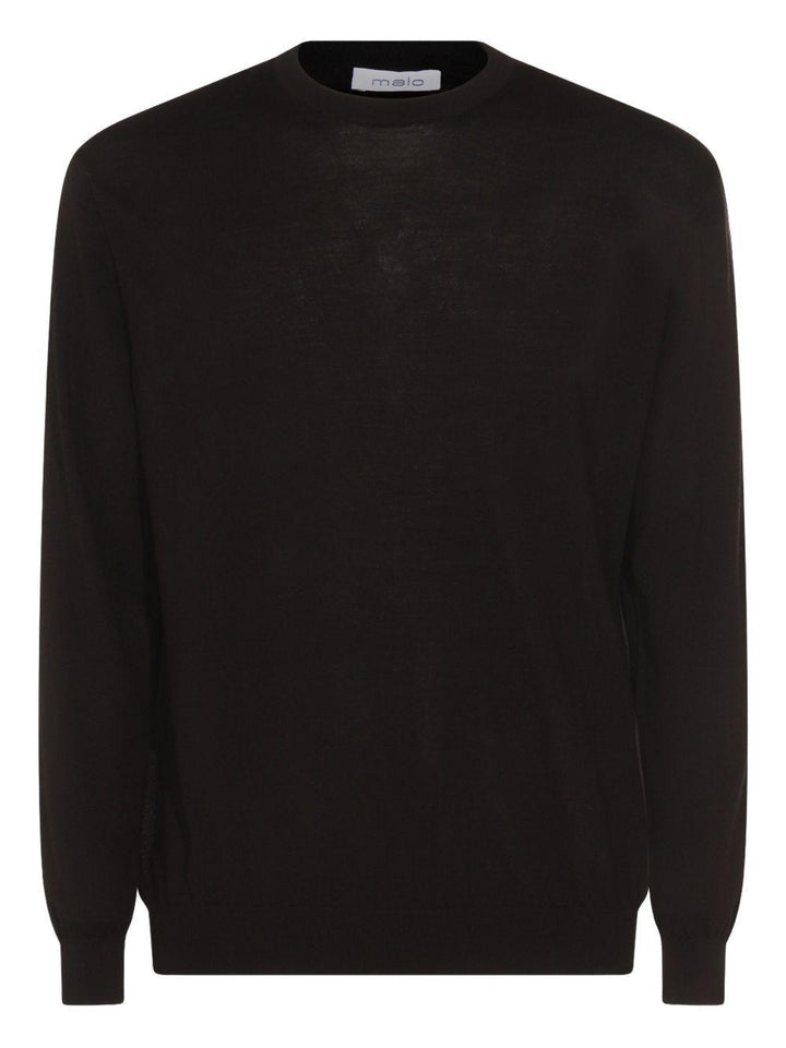 Maglione girocollo nero in lana 