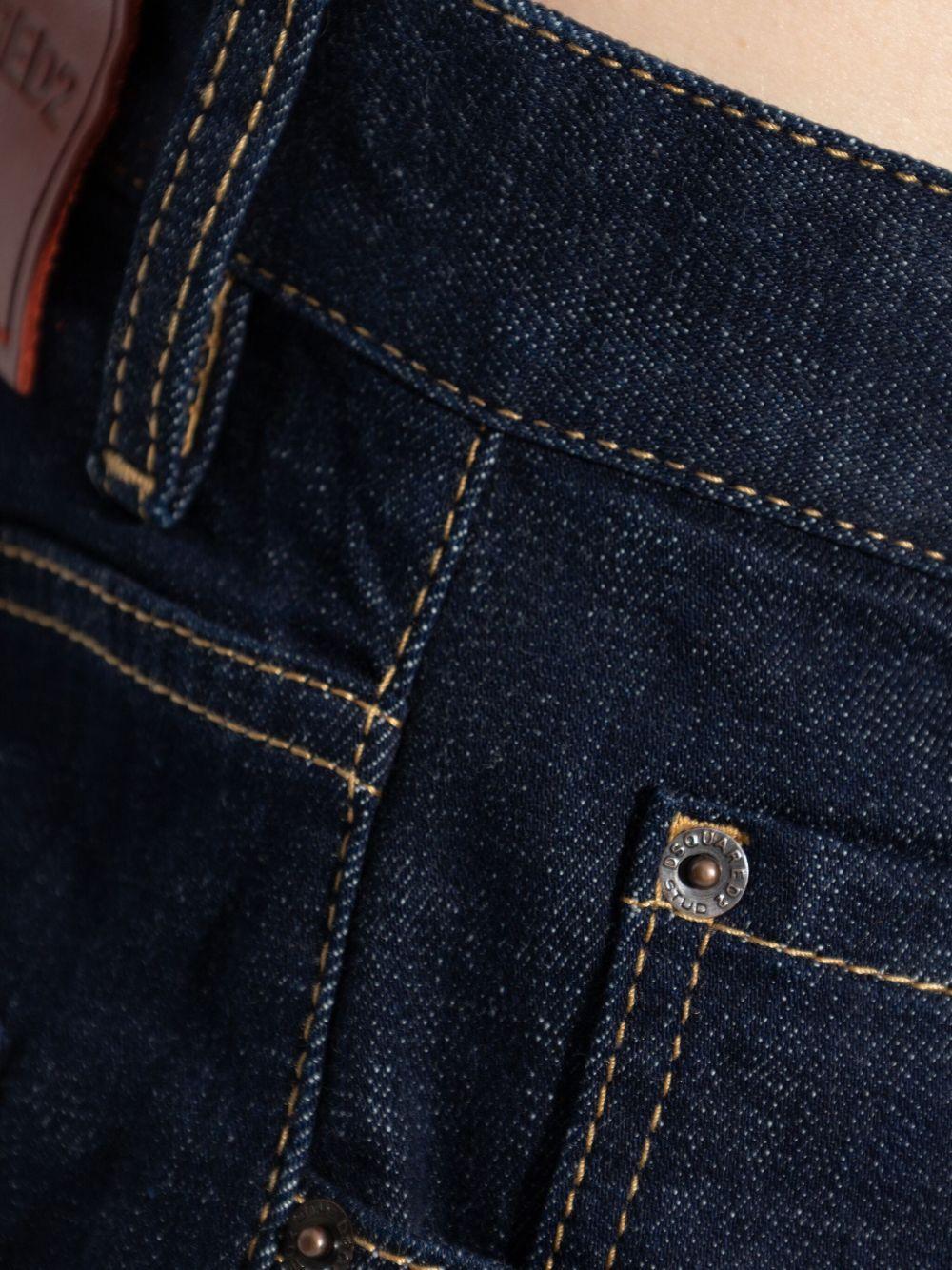 Jeans blu navy a gamba ampia con cuciture a contrasto 