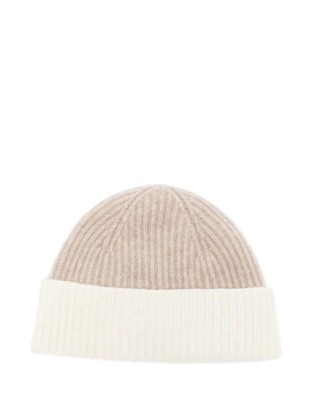 Berretto beige in lana a coste 