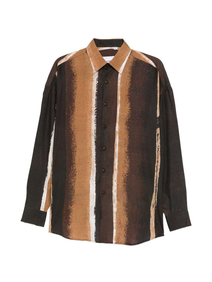 Camicia a righe marrone/nero in lyocell 
