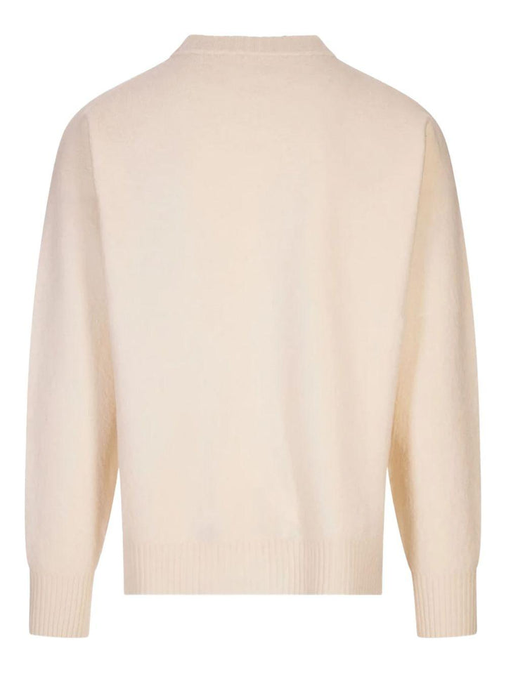Maglione bianco opaco girocollo in lana 