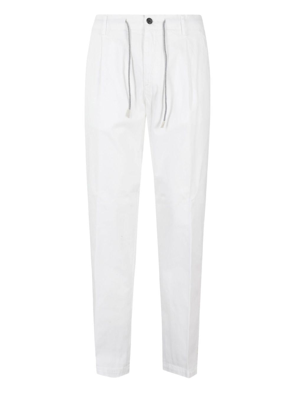Pantaloni bianchi dritti con coulisse in vita 