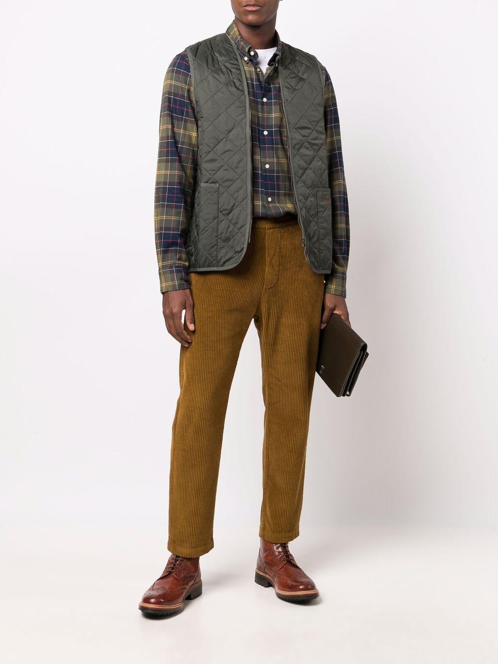 Camicia botton-down tartan verde e blu 