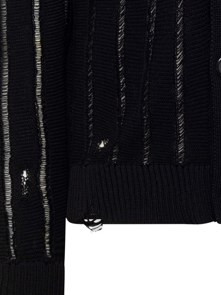 Cardigan nero con trasparenze con bottoni 