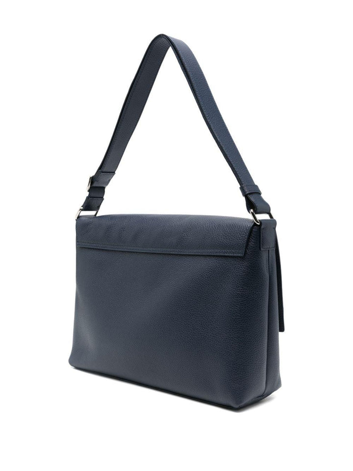 Borsa messenger in pelle blu