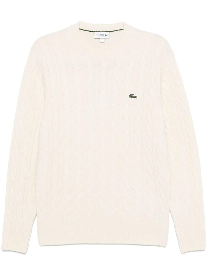 Maglione bianca a maglia intrecciata 