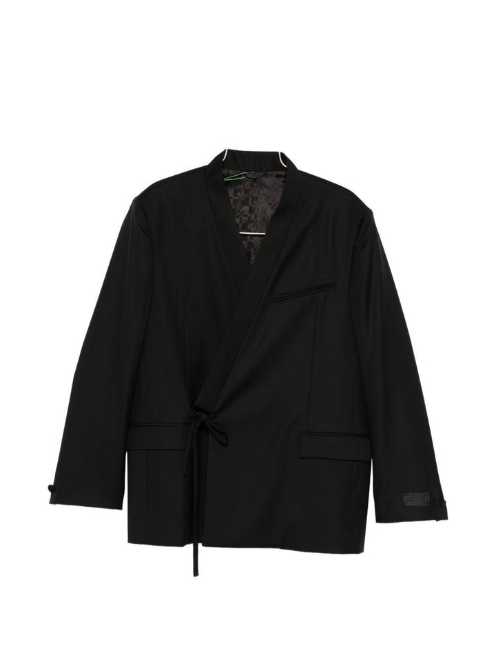 Blazer nero con chiusura a laccio 