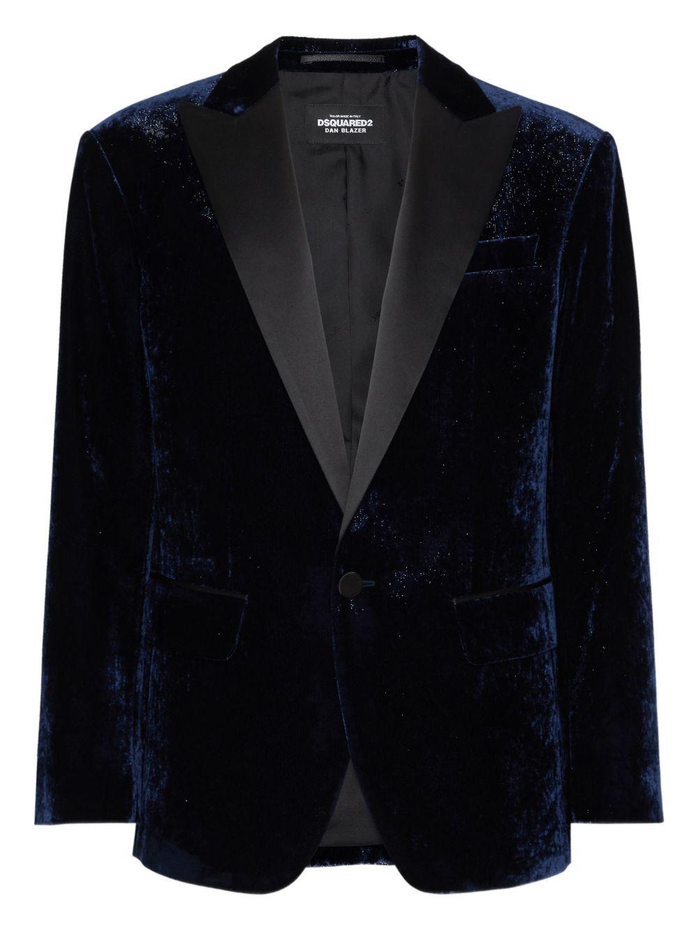 Blazer blu navy in velluto 