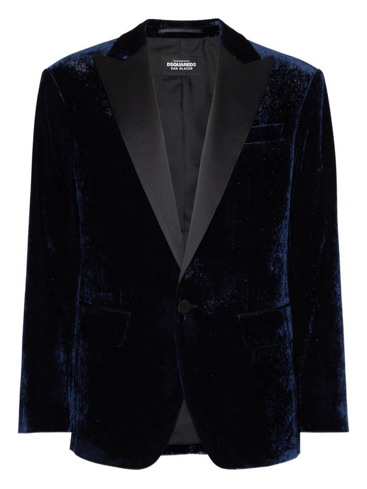 Blazer blu navy in velluto 
