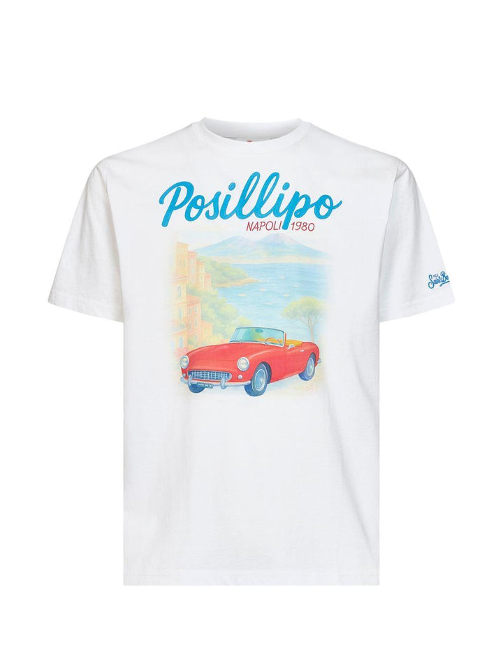 T-shirt bianca in cotone con stampa 