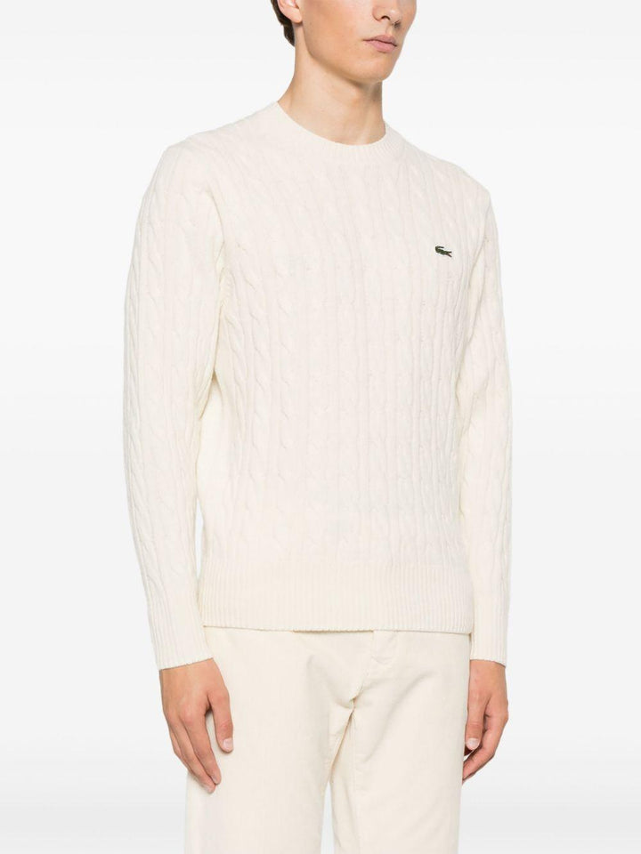 Maglione bianca a maglia intrecciata 