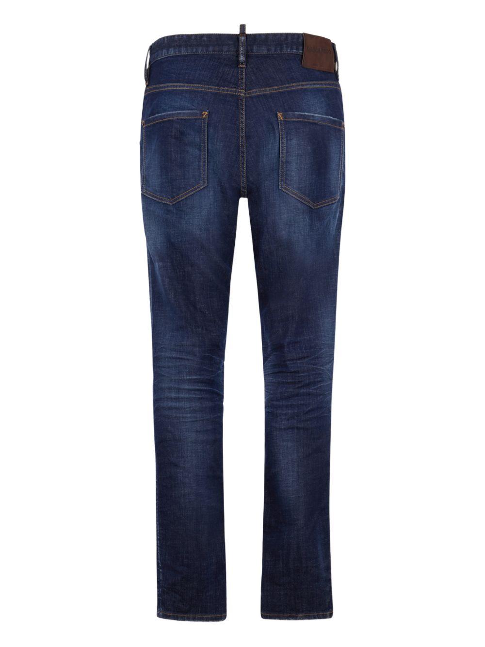 Jeans blu navy con effetto schiarito 
