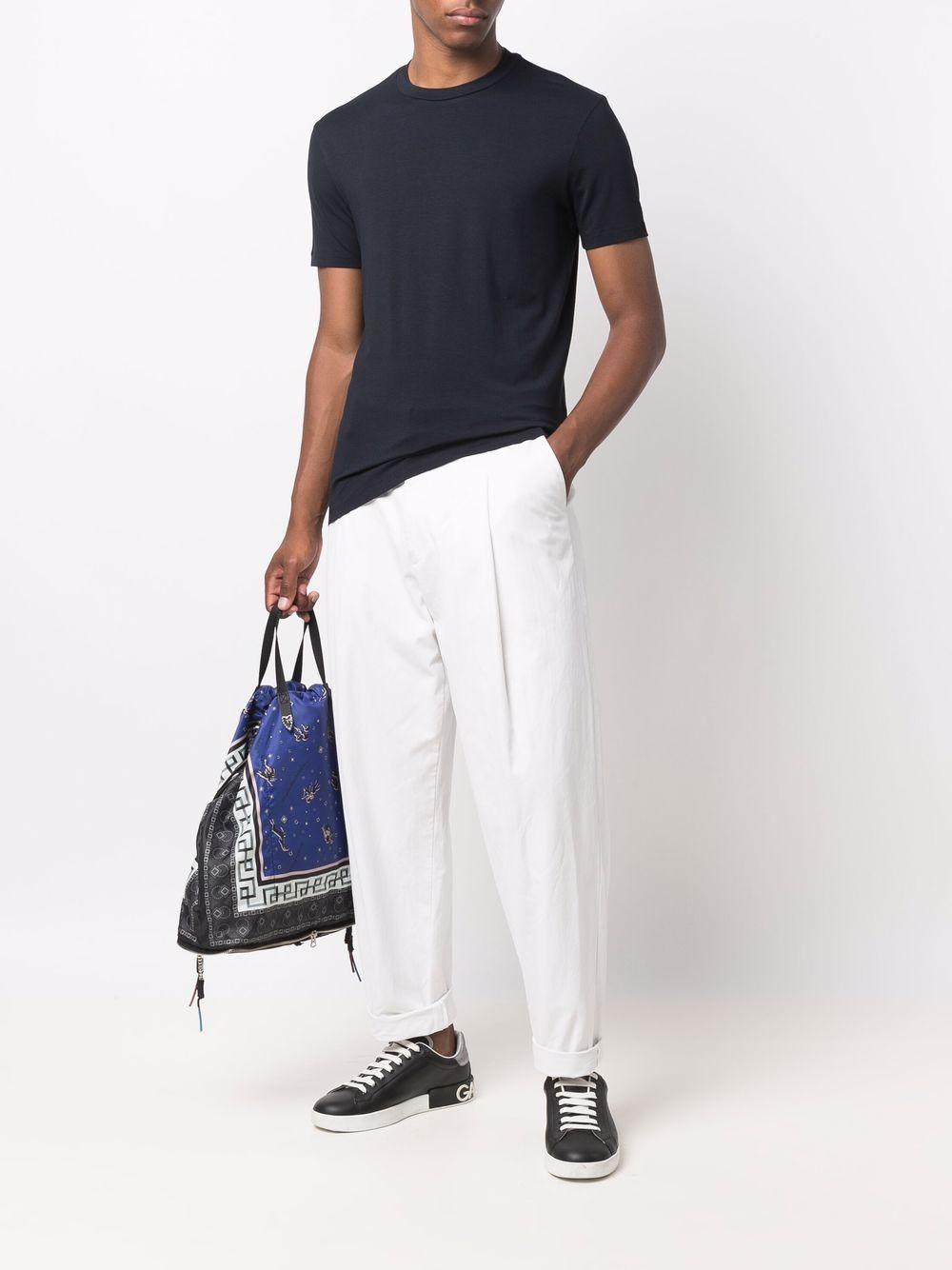 T-shirt girocollo blu con stampa 