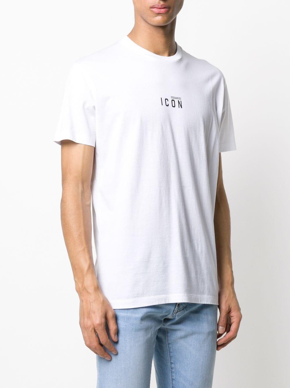 T-shirt Bianca Micro-Stampa Icon 