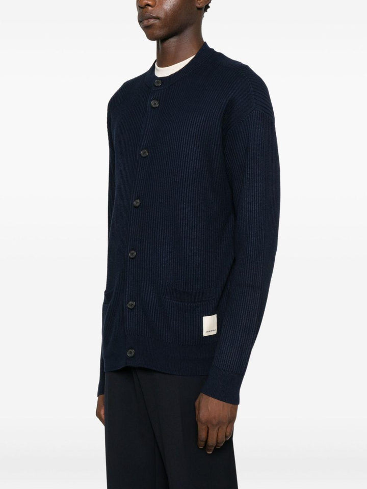 Cardigan blu navy a coste 