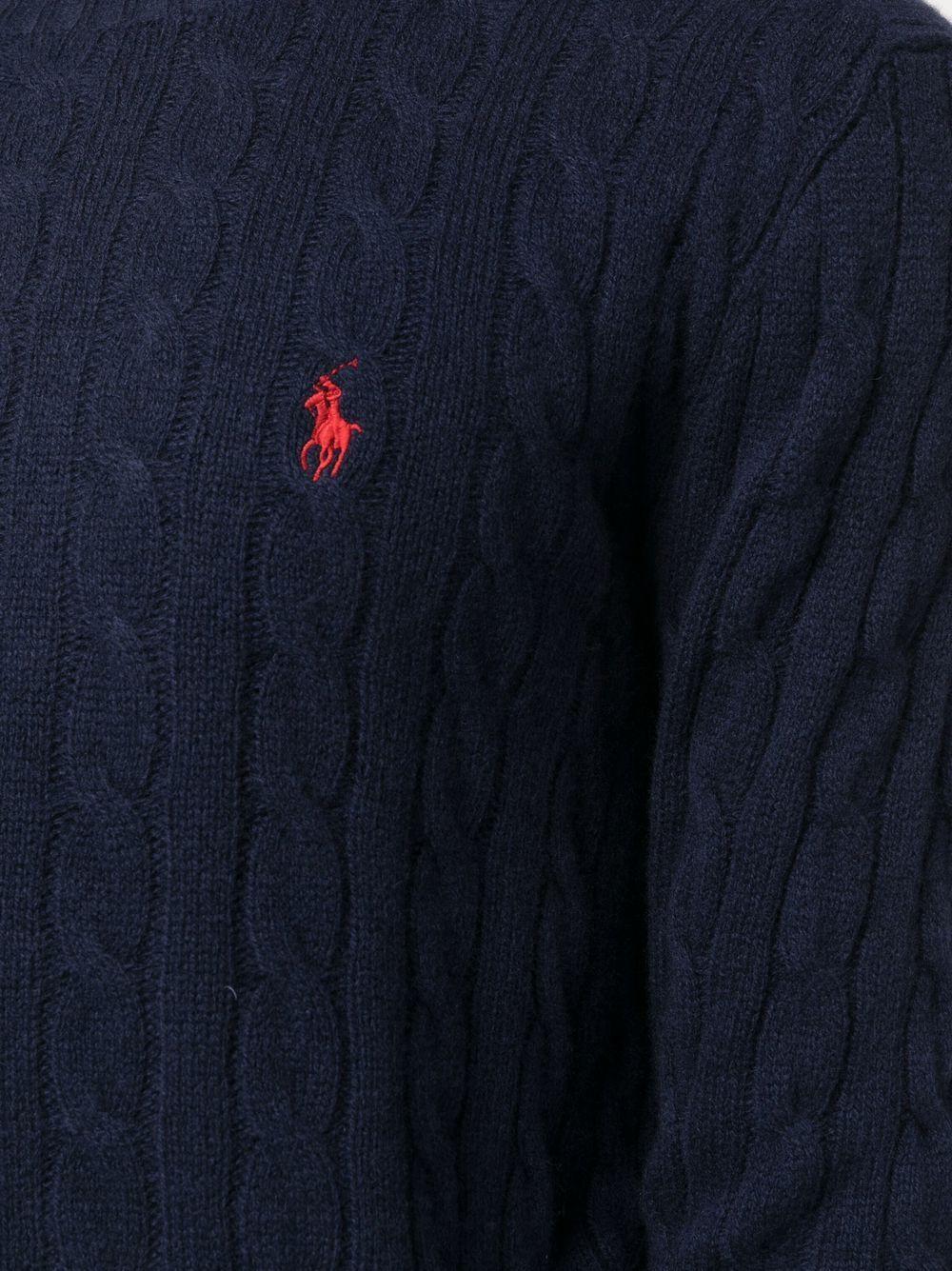 Maglione girocollo blu navy con ricamo Polo Pony 