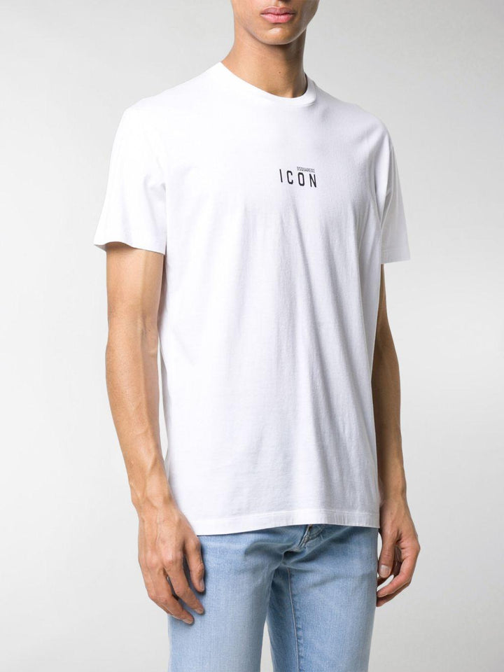 T-shirt Bianca Micro-Stampa Icon 