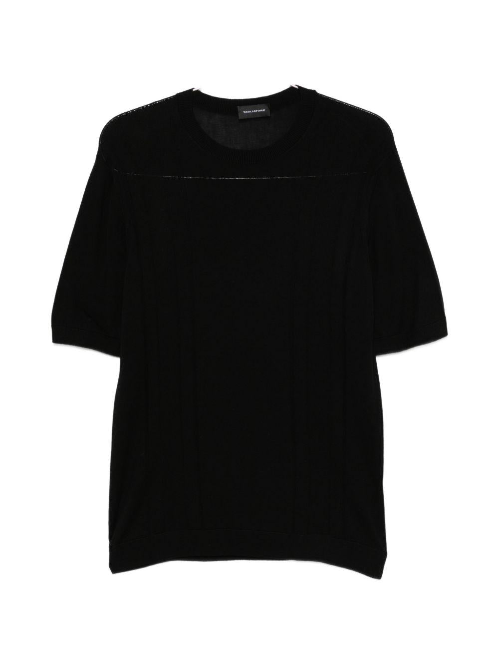 T-shirt in maglia fine nera 