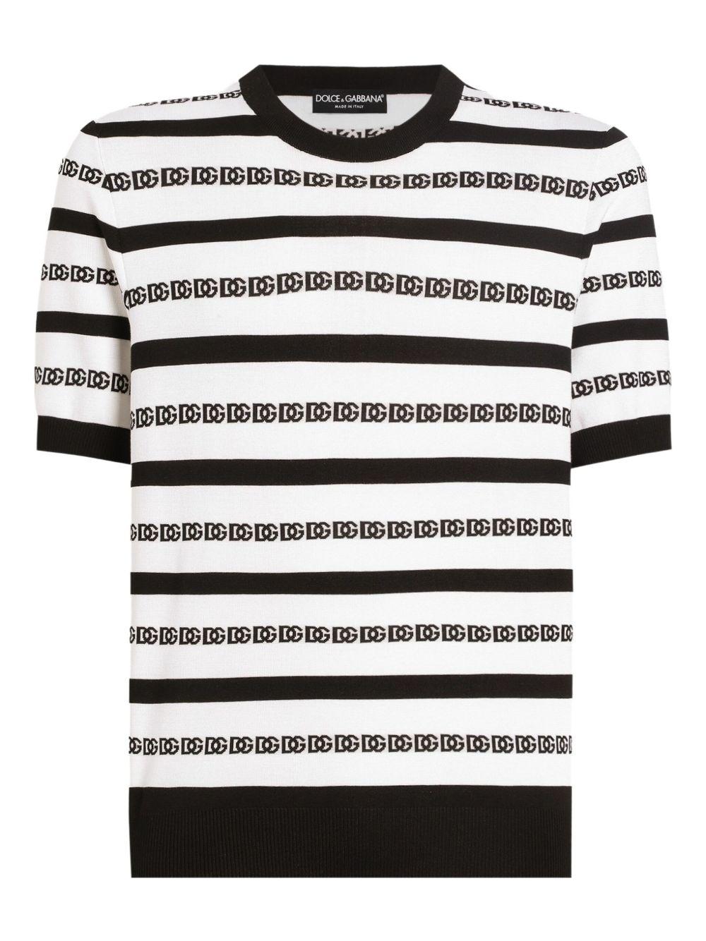 T-shirt bianca in seta con logo all-over 