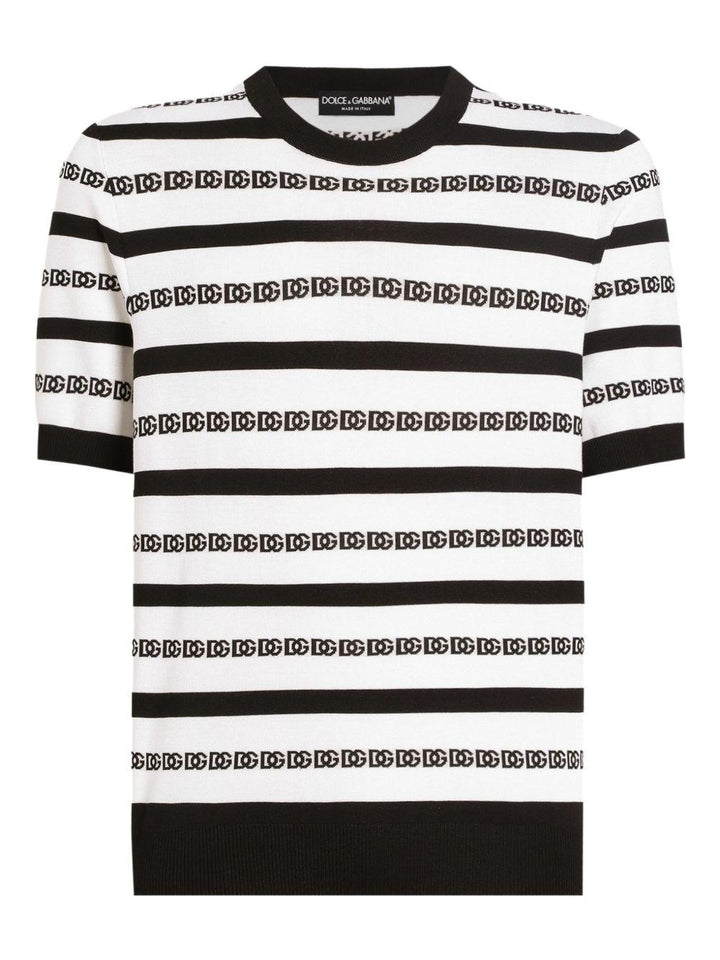 T-shirt bianca in seta con logo all-over 