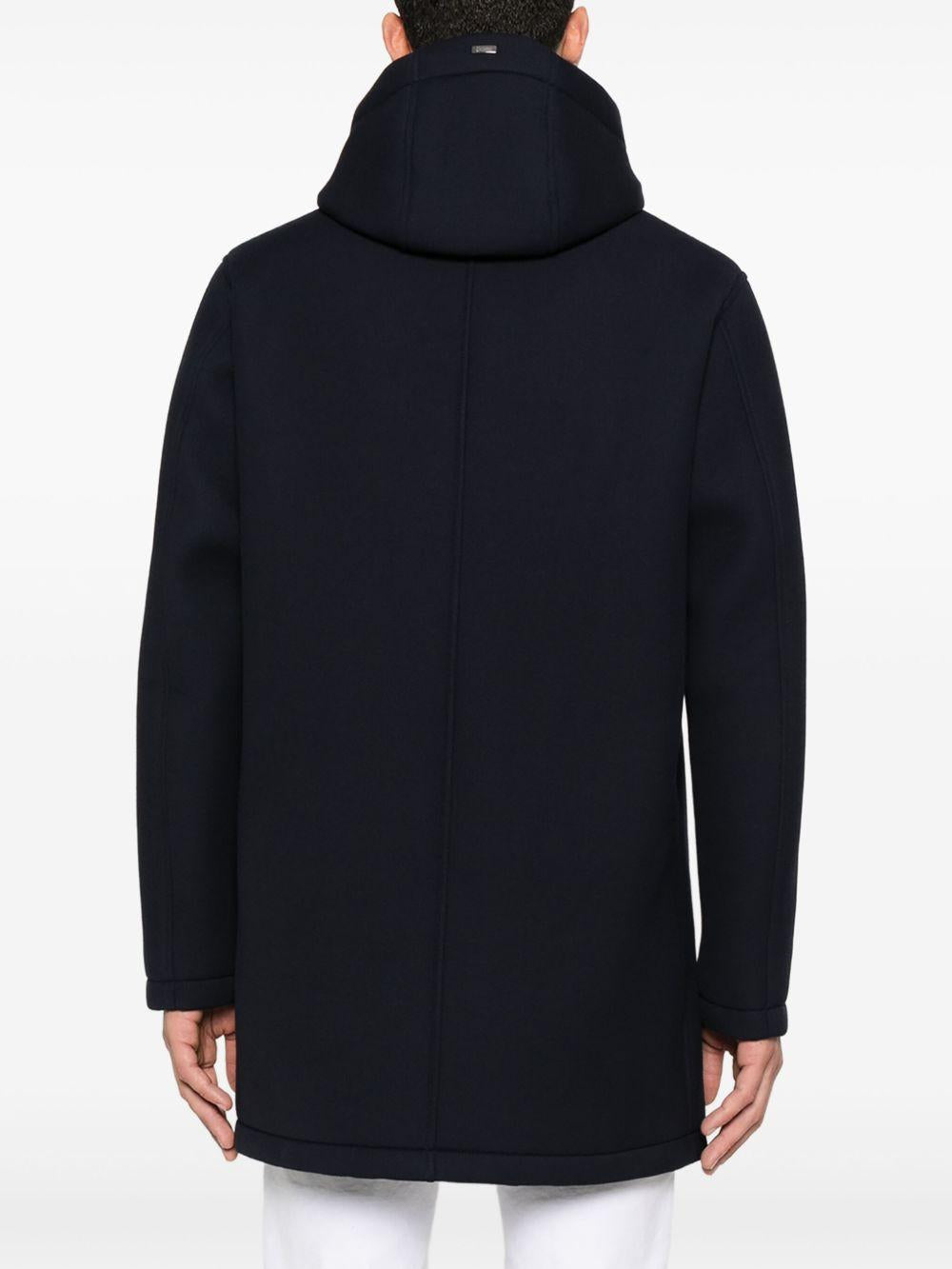 Giaccone navy con zip e cappuccio 