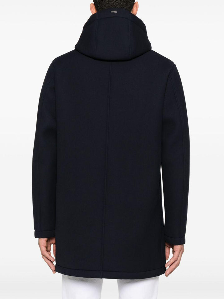Giaccone navy con zip e cappuccio 
